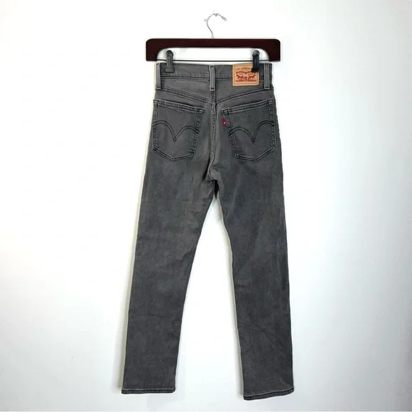 Levis Wedgie straight high rise grey jeans 24 - Picture 5 of 15